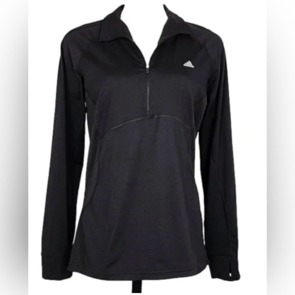 adidas Climalite Black 1/4 Zip Training Top w/ Thumbholes - Medium